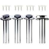 Amarine Made 4 Pack of Stainless Steel Rod Holders Rubber with Cap | 15/30/90 Degree Option,Stainless Flush Mount Rod Holders ,Boat Rod Holder,Fishing Pole Holder for Boat,Straight Rod Holder
