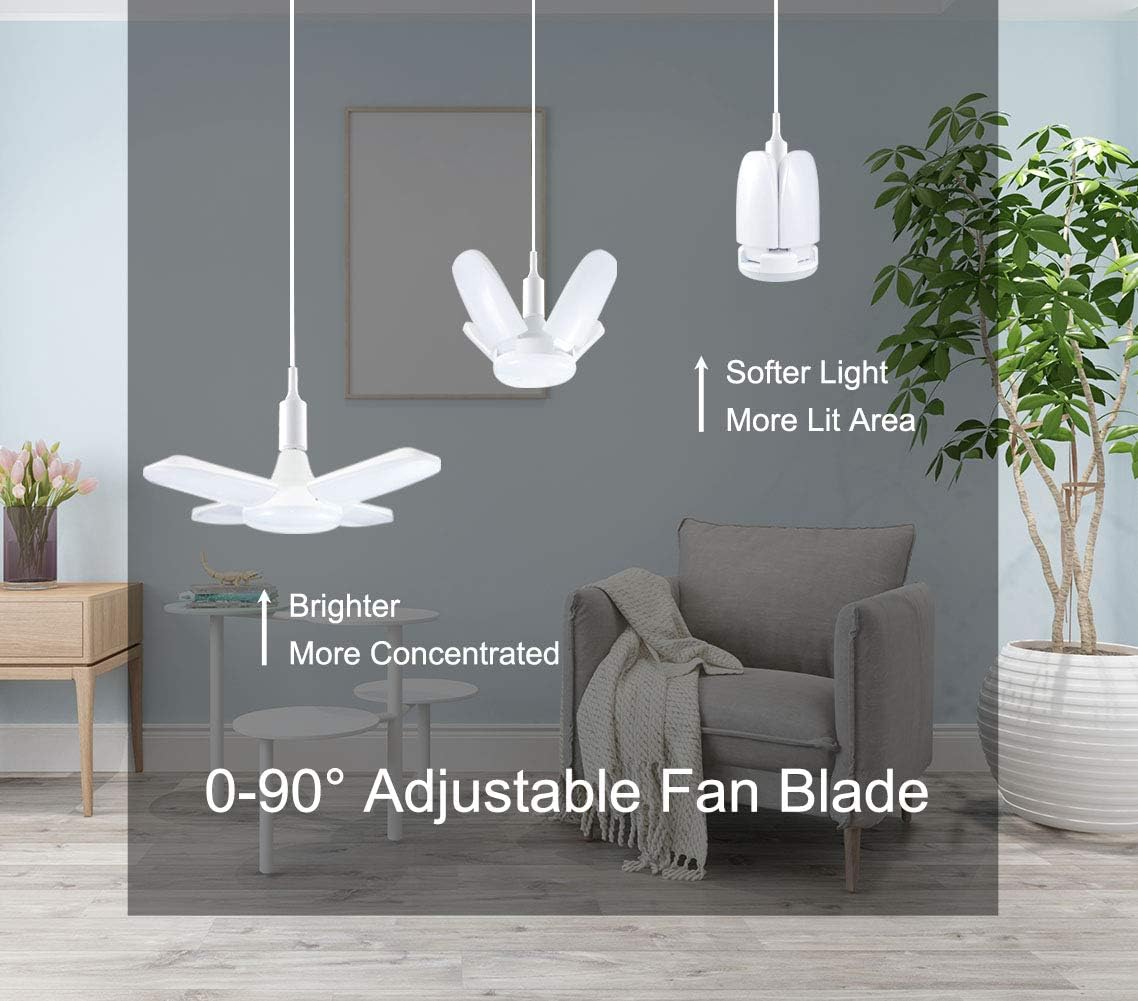 LED Garage Lights, 60W Adjustable LED Garage Ceiling Light, LED Shop Lights 5400LM 6500K, Garage Lighting for Basement Warehouse Workshop and Cellar: Home Improvement