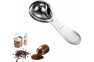 RYANDESIGN 30ml Stainless Steel Coffee Scoop, 2 Tbsp Measuring Spoons for Protein Powder, Sugar, Flour & Tea - Short Handle, Laser Etched Markings, Dishwasher Safe, Heavy-Duty 304 Food-Grade Steel