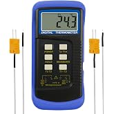 Digital Handheld K-Type Thermometer with 2 Thermocouples - Accurate High Temperature Measurement from -50&deg;C to 1300&deg;C (-58&deg;F to 2372&deg;F) - Dual Channel Kelvin Scale Sensor