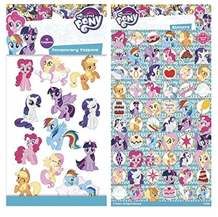 12 Haut Tattoos + 60 kleine Sticker - My Little Pony - je 1 Bogen Sticker Aufkleber und Tattoo für die Haut - m. Fluttershy, 