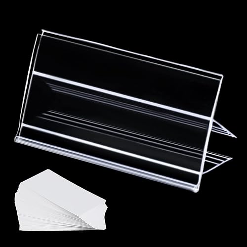 thumbnail image 2 of 100Pcs Wood Shelf Label Holder Plastic Price Tag Holder Supermarket Retail Sign PVC Clear Shelf Label Holder (Includes 100 Pieces Label 2 of 10