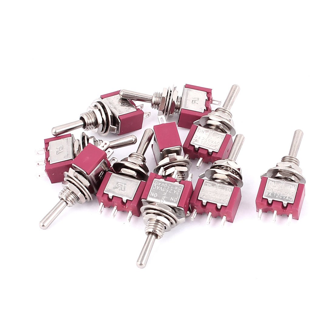 Sourcingmap Truck ON-Off-ON 3 Position SPDT Momentary Toggle Switch AC 120V 5A 10Pcs