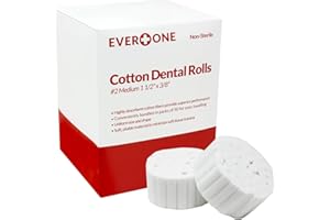 EverOne 1.5" Dental Cotton Rolls No. 2 Medium 100% High Absorbent Cotton, Case of 20 X 50, 1000 Count
