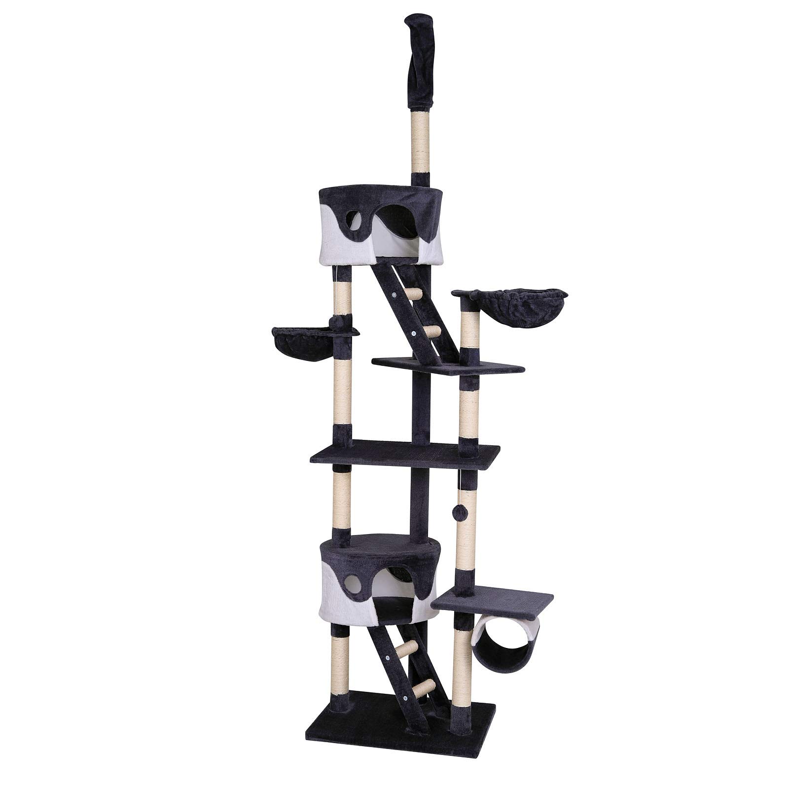 lionto dibea Cat Tree Activity Centre High Ceiling Scratching Post, 240 to 260 cm, Grey/White