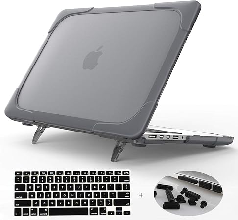 Amazon Com Mektron For Macbook Pro 13 Inch Case Version 15 14 13 Heavy Duty Snap On Dual Layer Hard Case Cover With Foldable Stand For Mac Pro Retina 13 3 Model A1502 A1425 Gray Computers Accessories