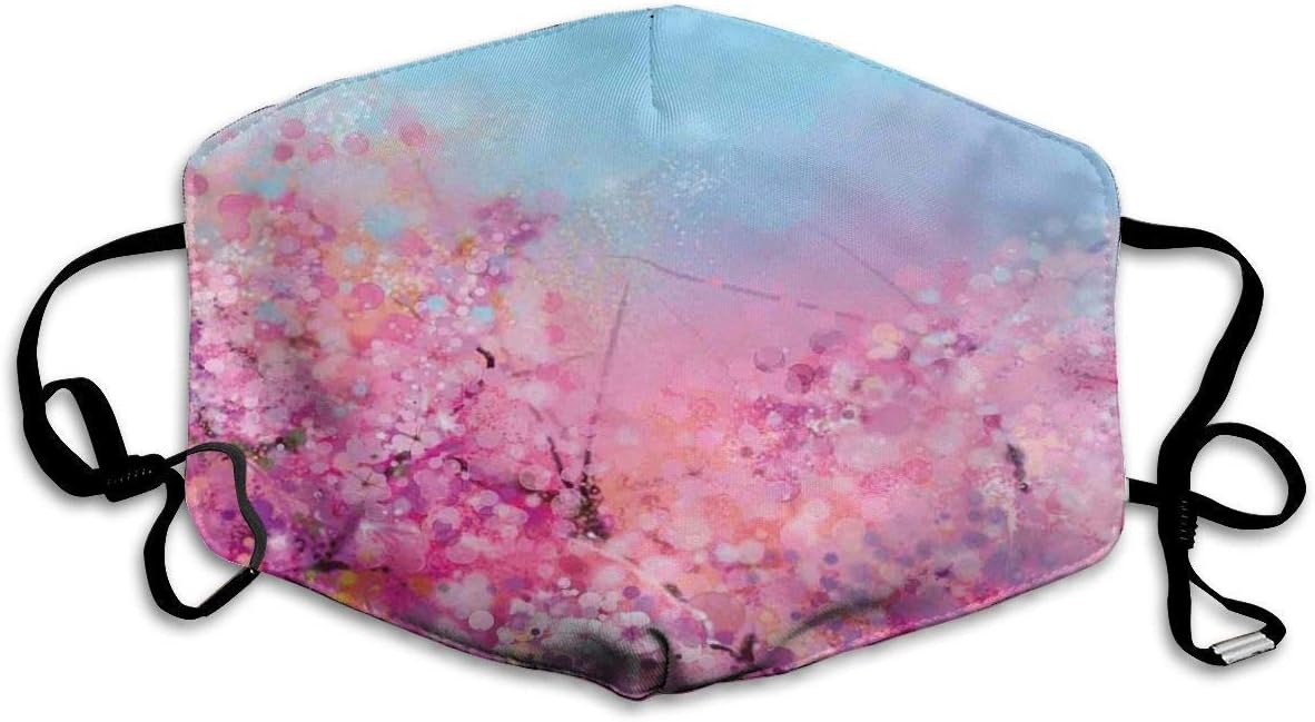 LOPEZ KENT Comfortable Windproof mask,Sakura Blossom Floral Beauty with Sky Japanese Cherry Spring Theme,Printed Facial Decorations for Women and Men