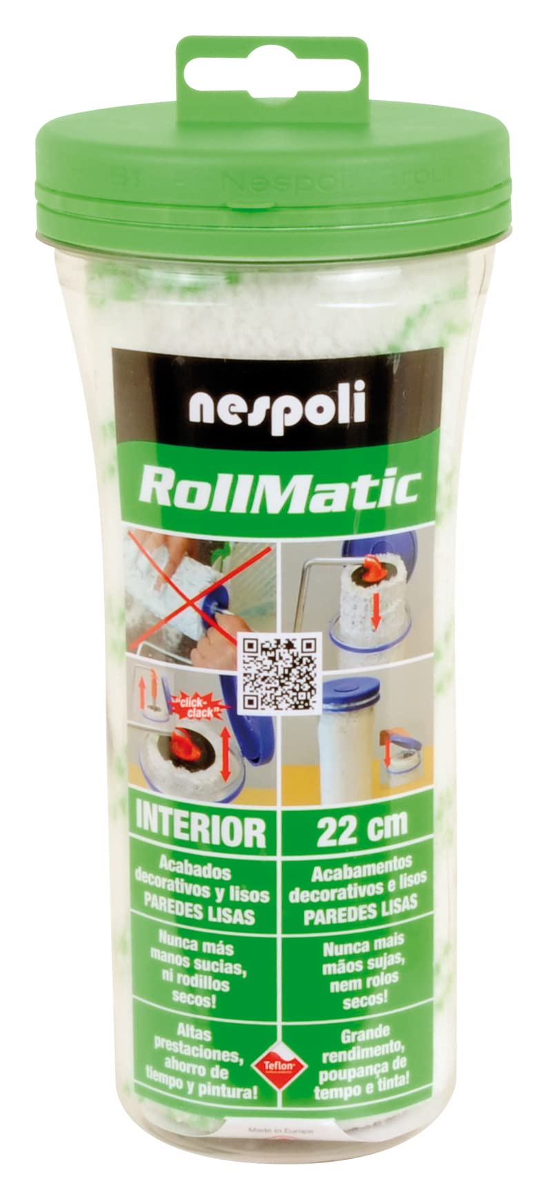 Nespoli Refill Sleeve Rollmatic Refill Without Washing, White, Set of 1 Piece - 22 cm