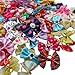 Chenkou Craft Random of 100pcs Puppy Yorkie Dog Hair Bow with Rubber Band Rhinestone Pet Grooming Products Mix Colors Varies Patterns Pet Hair Bows Dog Accessories
