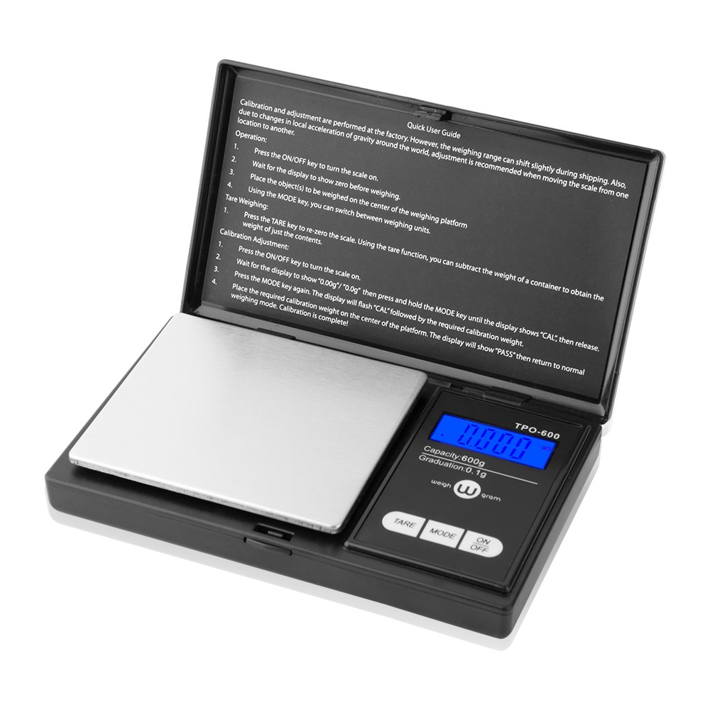 Weigh Gram Digital Pocket Scale, 600g x 0.1g,Grams Scale, Jewelry Scale, Food Scale, Kitchen Scale, TOP-600 (Black) …