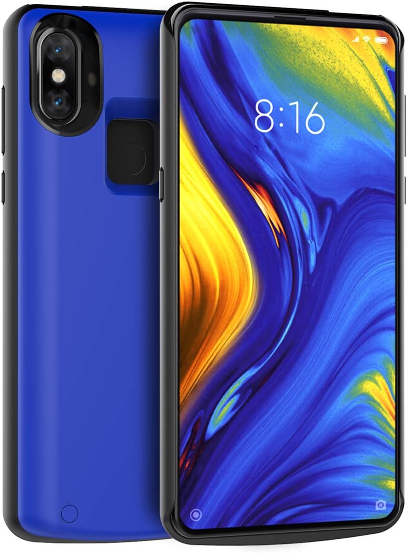 Battery Case Compatible with Xiaomi Mi Mix 3 5000mAh Battery, Charger Case for Xiaomi Mi Mix 3 5000mAh Battery Rechargeable Extended Power Bank Charging Case Backup Portable, Blue