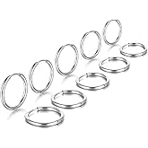 Mabor 5 Pairs Stainless Steel Hoop Earrings for Women Men Silver Small Stainless Steel Huggie Hoop Earrings Piercings Cartilage 8mm,10mm, 12mm,14mm, 16mm