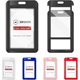 2 Pack Sliding Badge Holder Double-Sided Clear Windows for Offices School | Hard Black Sliding Vertical Case Key Card Work Badge Sleeve for Office School Factory Teacher Student