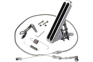 PKSABB Billet Floor Mount Aluminum Gas Pedal and 36" Stainless Steel Throttle Cable with Bracket Spring Set Hot Rod for Chevy