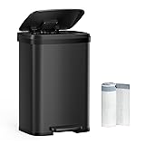 SONGMICS Kitchen Trash Can, 13-Gallon Stainless