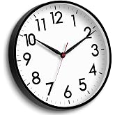 AKCISOT 16 Inch Wall Clock, Silent Battery Operated Analog Clock, Black | Large Size | Living Room | Kitchen | Classroom | Office | Easy to Read Numbers
