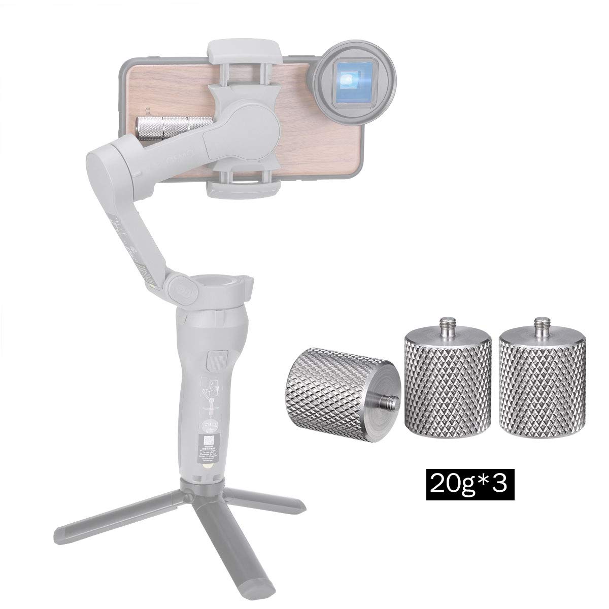 PT-10 OSMO Mobile 3 Counterweight Balance Support 60g Compatible for OSMO Mobile 3 Gimbal Stabilizer Applied to Moment Phone Lens Filter for Balance Smartphone Videography with Extra Lens