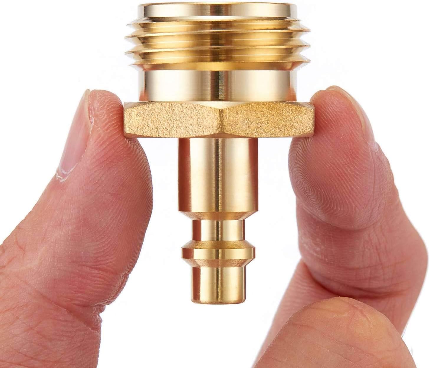 Litorange 2 PCS Lead-Free Brass Winterize Sprinkler Systems: Air Compressor 1/4" Quick Connect Plug To GHT 3/4" Garden Hose Faucet Blow Out Adapter Fitting For RV, Travel Trailer, Boat & Camper - - 