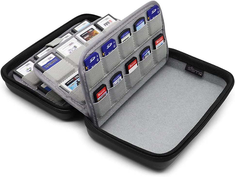 sisma 72 Game Card Holders Storage Case for 40 Switch PS Vita Games and 32 Nintendo 3DS 2DS DS Game Cartridges - Black