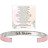 BlingNook Let Them Motivational Color Bangle, Stainless Steel Self Worth Inspirational Cuff Bracelets with Hidden Message Engraved Friendship Bracelet Jewelry Gift for Women Sorority Sisters Friends