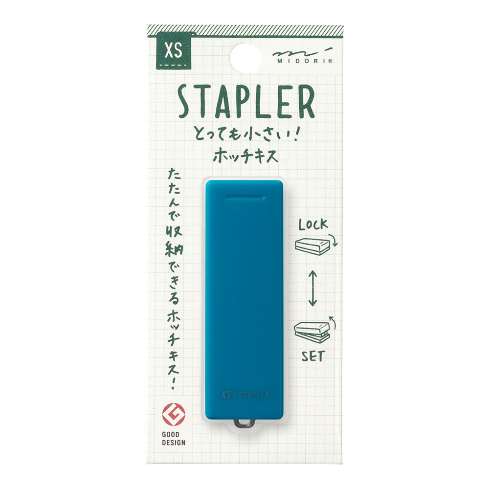 Midori Compact Stapler, XS Series, Blue