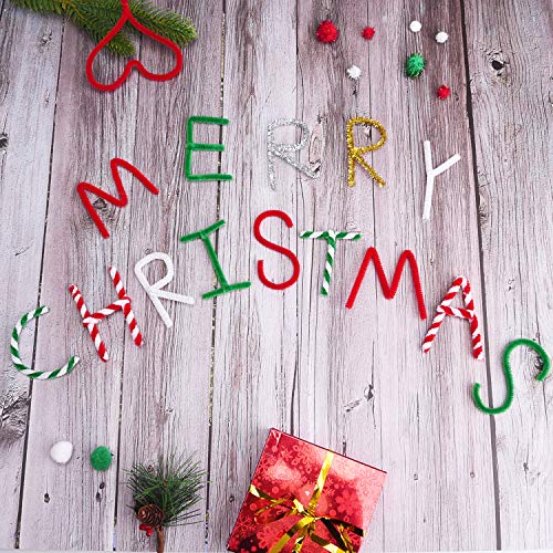 Livder 400 Pieces Christmas Pipe Cleaners Chenille Stems for DIY Art Crafts Decorations Supplies, Red Green White - Thumbnail 4