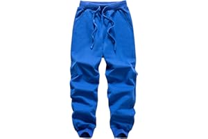 WIYOSHY Kids' Solid Color Drawstring Cotton Sweatpants Jogger Pants for Boys & Girls 4-12Years
