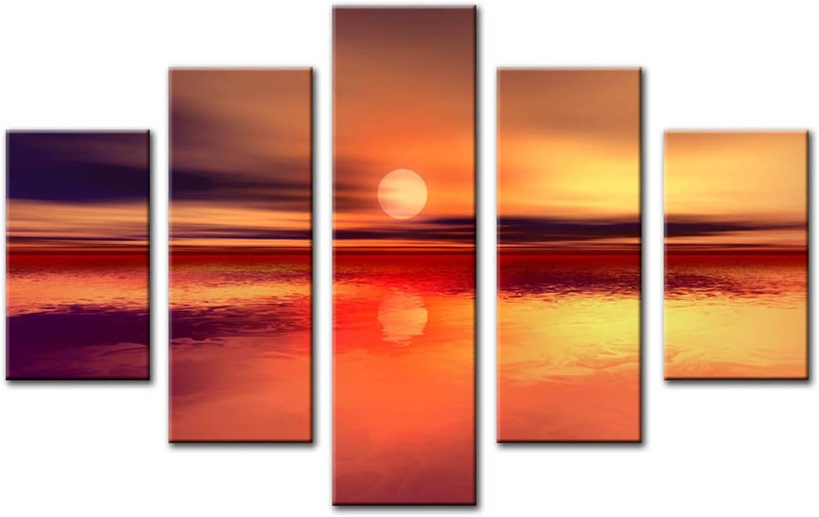 Lynxart 5 Panel Total Size 115x80cm WALL ABSTRACT GICLEE DIGITAL ART TRUEFORM Orange