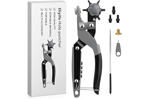 Hole Punch Tool Set with Storage, Diyife Multi-Function Revolving Punch Plier Kit, Replaceable Punching Head, 6 Sizes for Office use, Paper, Card, Plastic, Crafts, DIY