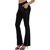 Sunzel Flare Leggings for Women, High Waisted Stretchy Yoga Pants with Tummy Control and Pockets, 32" Inseam