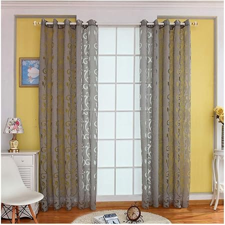 Xlgx Lot De 2 Voilage Blanc Rideau Transparent Jacquard