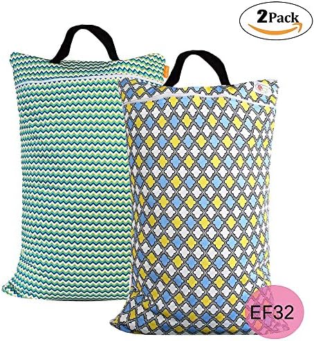 Baby Wet and Dry Cloth Diaper Bags Waterproof Reusable with Two Zippered Pockets,16"x 27",Animals seahorse 1 Pack