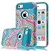 iPhone 5C Case,iphone5C Case,Kmall(TM) for iPhone 5C 2in1 High Impact Hybrid Dual Layer Case Heavy Duty Case Full-body Matte Rugged Armor Cover Case with Totem Tribe Floral Pattern (Blue)