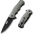 VEVOR Folding Pocket Knife, 3.5 in D2 Steel Blade, G10 Handle Small EDC Knife with Pocket Clip, Sharp Camping Survival Hiking Knife, 3.84 oz/0.1 kg Easy to Carry for Men Women Self Defense