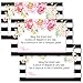 Modern Floral Diaper Raffle Tickets (25 Pack) Baby Shower Games for Girls – Invitation Insert Cards - Pink and Black
