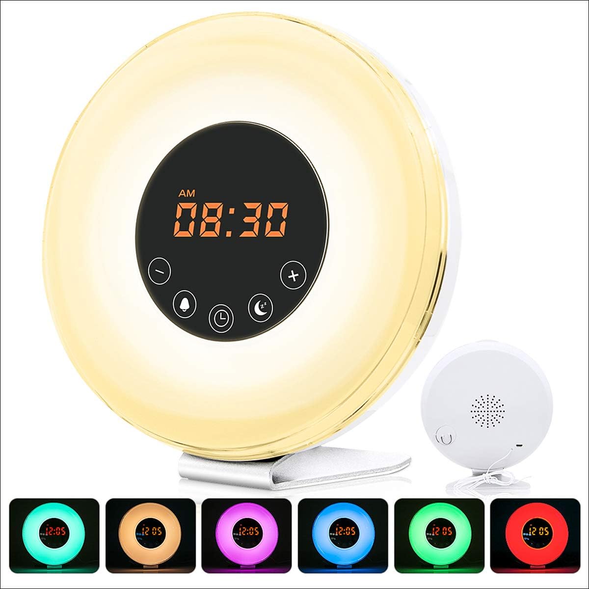 totobay Wake Up Light, Newest Alarm Clock {2nd Generation} Sunrise Simulation Snooze Radio Clock Bedside Night Light with Nature Sounds, FM Radio, Touch Control and USB Charger (6639)