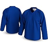 UNLC Essential Blank Hockey Jersey with Stripes – Stitched Letters, Breathable Mesh, Durable Polyester, Adult, S–5XL