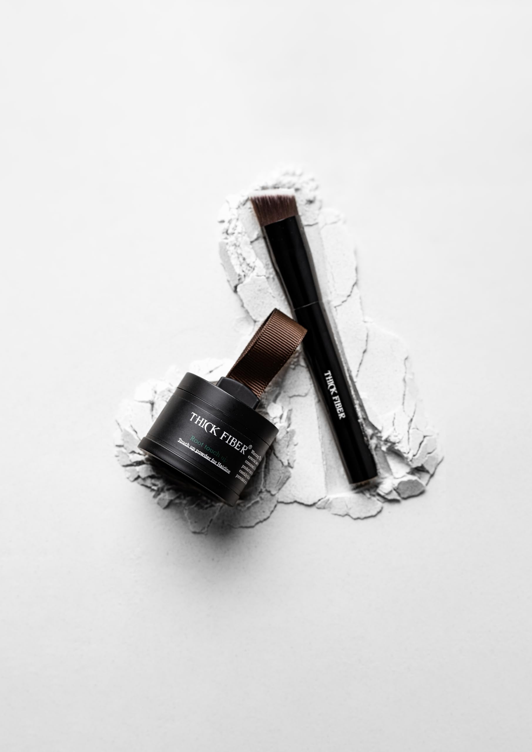 THICK FIBER Root Touch Up Powder - Water & Sweat Resistant Hair Loss Concealer Set for Thinning Hair Women, Includes Brush (Dark Brown)