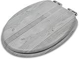 Addis Soft Close Oval Toilet Seat Grey Wood Effect Quick Release Easy Clean view 1
