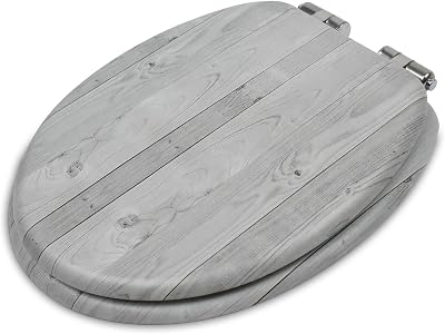 Addis Soft Close Oval Toilet Seat Grey Wood Effect Quick Release Easy Clean