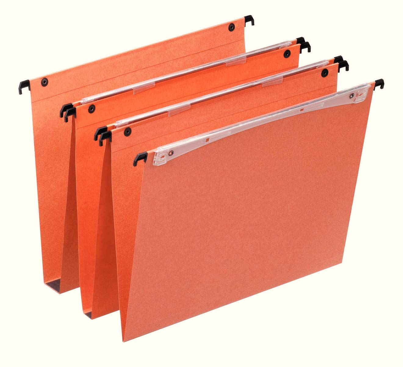 Esselte Dual Vertical Suspension Files, A4, 30mm Capacity, Pack of 25 Connectable Files, Tabs Included, Orange, Orgarex Range, 21633
