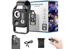 hoehew Nano Zoom 200x for iPhone, High-Tech Clip-On Lens Nanozoom 200x for iPhone, 200x Pocket Microscope Camera with CPL Lens, Mini Microscope More Stable and Clearer (Black)