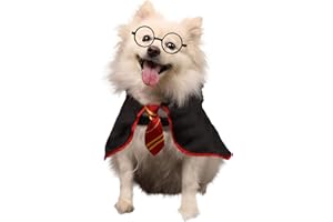 Coomour Halloween Dog Costume Pet Wizard Shirt Cat Soft Clothes for Dogs Cats Soft Hoodies with Glasses (Small)