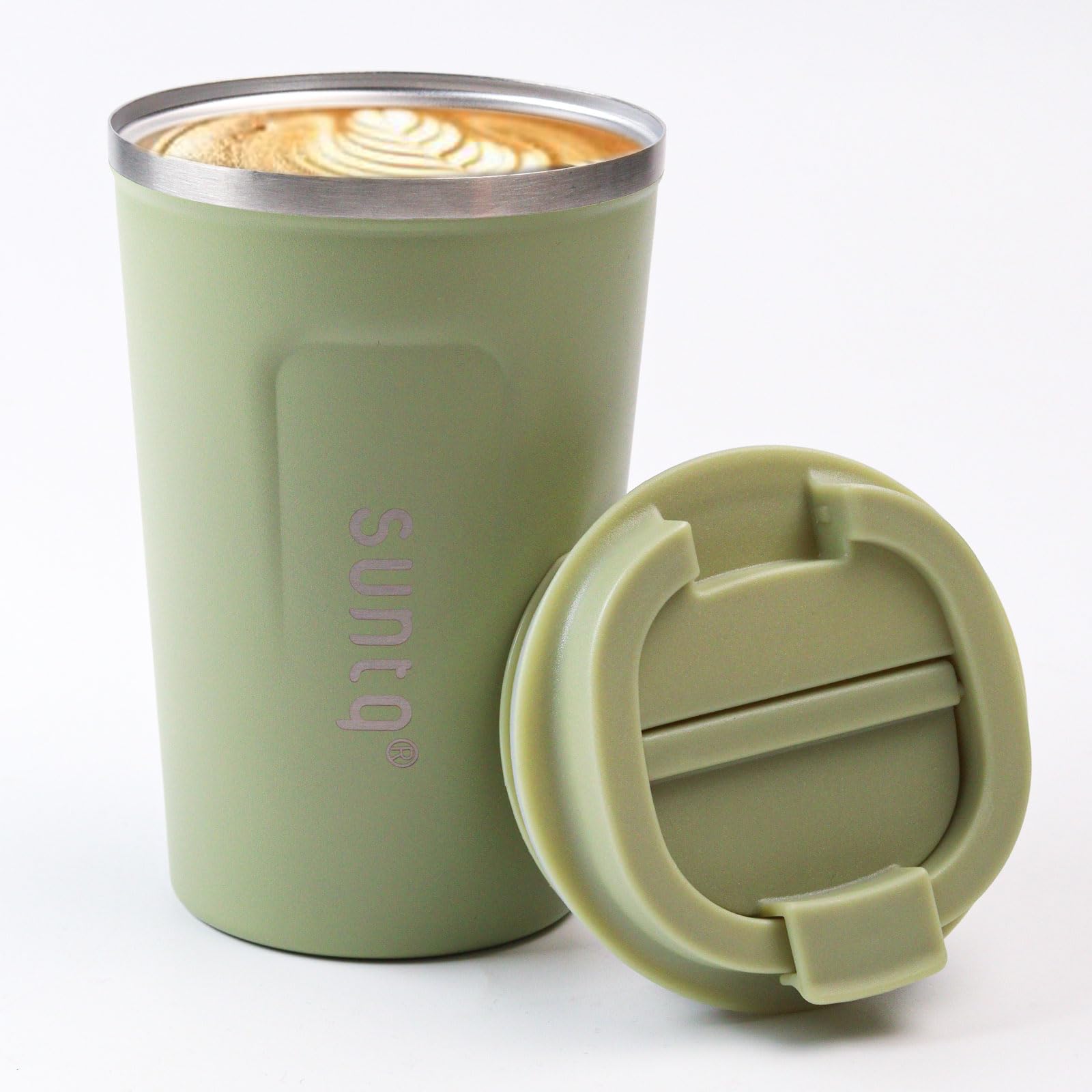 SUNTQ Reusable Coffee Cups Travel-Coffee Travel Mug with Leakproof Lid-Thermal Mug Insulated Cup-Stainless Steel Coffee Travel Cup for Hot and Cold Drinks, 13oz/380ml,Sage Green