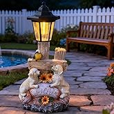 ZYLiWoo Outside Dog Statue with Solar Lantern, Garden Welcome Sign Dog Solar Figurines Light, Patio Outdoor Decoration, Balcony Lawn Decor, Unique Birthday House Warming Gift for Women, Mom, Grandma