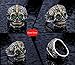 INRENG Men's Stainless Steel Silver Gold Gothic Cross Skull Ring Green Eye Vintage Flower Carved Halloween Size 9
