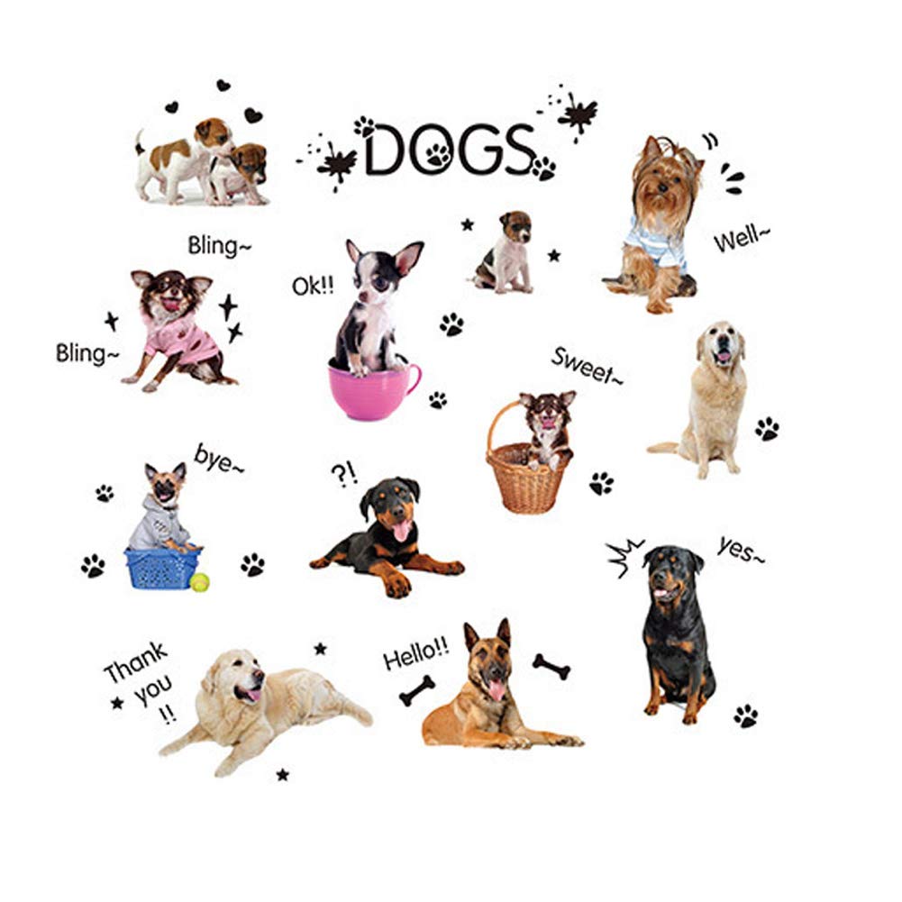 Assorted Pet Dog Puppy Wall Stickers Decal for Kindergarten Children's Room Decoration