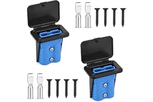 ZEHGCH 2PCS 12-36V Battery Quick Connect/Disconnect Electrical Connector Plug Kit with Flush Mount Dust Cover (Blue,50A 6AWG)
