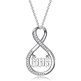 OHAYOO Angel Number 444 666 777 888 999 Necklace 925 Sterling Silver Infinity Angel Number Pendant Necklace Numerology Jewelry for Women