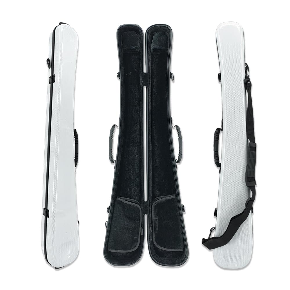 yinfente Carbon Fiber Upright Bass Bow Case For Geman French Double Bass Bow Hold 2pcs Bows Hard Bow Case White